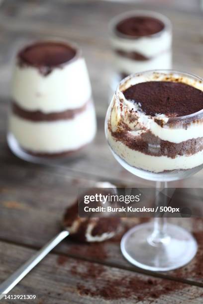 high angle view of drink on table,canada - tiramisu stock pictures, royalty-free photos & images