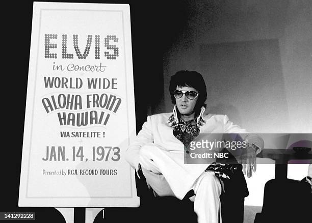 Pictured: Elvis Presley during a promotional interview at the Las Vegas Hilton in Las Vegas, Nevada on September 4, 1972 for his televised concert...