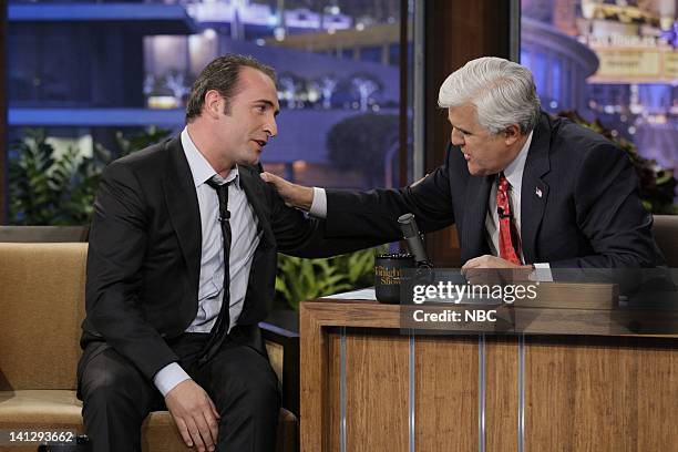 Episode 4191 -- Pictured: Actor Jean Dujardin during an interview with host Jay Leno on February 3, 2012 -- Photo by: Stacie McChesney/NBC/NBCU Photo...