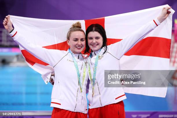 Silver medalist, Lois Mae Toulson of Team England and Gold medalist, Andrea Spendolini Sirieix of Team England pose with their medals during the...
