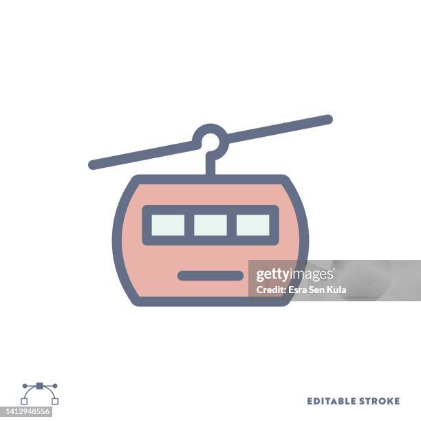cable car color line icon design with editable stroke. suitable for web page, mobile app, ui, ux and gui design. - cable car stock illustrations