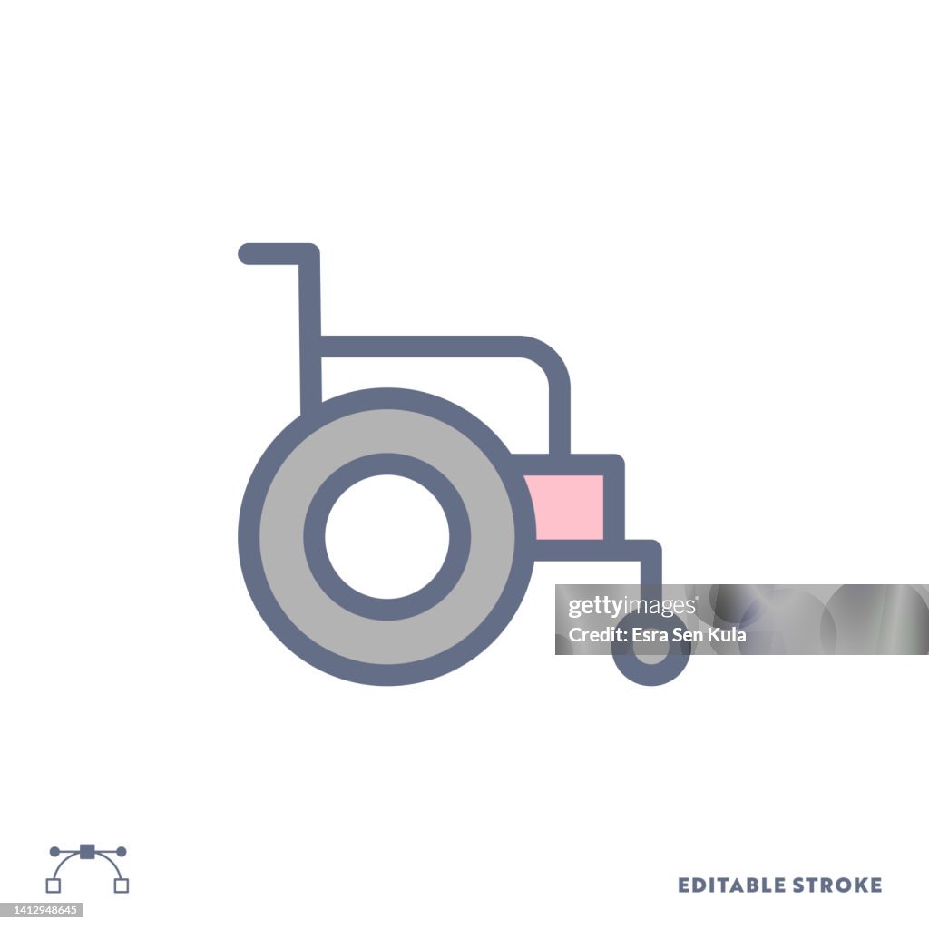 Wheelchair Color Line Icon Design with Editable Stroke. Suitable for Web Page, Mobile App, UI, UX and GUI design.