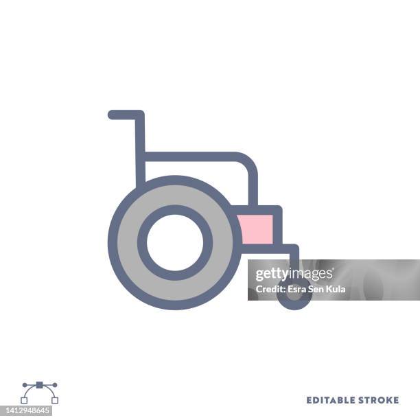 wheelchair color line icon design with editable stroke. suitable for web page, mobile app, ui, ux and gui design. - wheelchair access stock illustrations