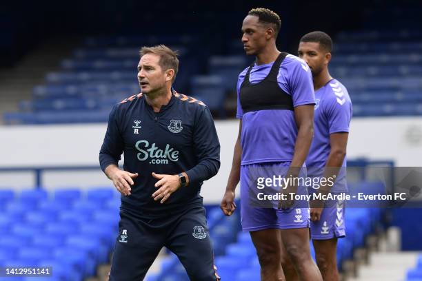 Frank Lampard during the Everton training session at Goodison Park on August 04, 2022 in Liverpool, England.