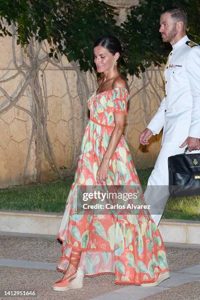 Queen Letizia of Spain hosts a dinner for authorities at the Marivent Palace on August 04, 2022 in Palma de Mallorca, Spain.