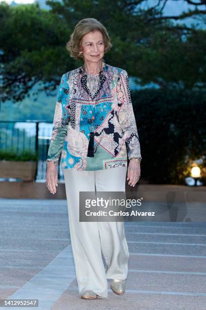 Queen Sofia hosts a dinner for authorities at the Marivent Palace on August 04, 2022 in Palma de Mallorca, Spain.