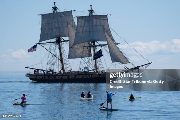 The U.S. Brig Niagara sails into harbor during the Grand Parade of Sail on day one of the Lake Superior Festival of Sail on Thursday, Aug. 4, 2022 in...