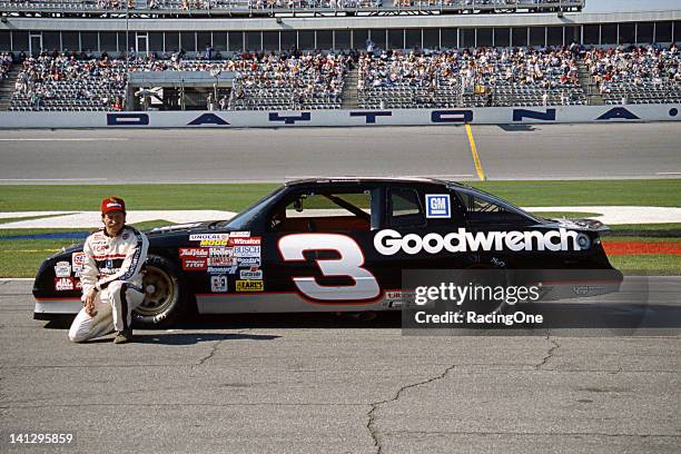 Dale Earnhardt with the Richard Childress-owned GM Goodwrench Chevrolet Monte Carlo NASCAR Cup car at Daytona International Speedway. After finishing...