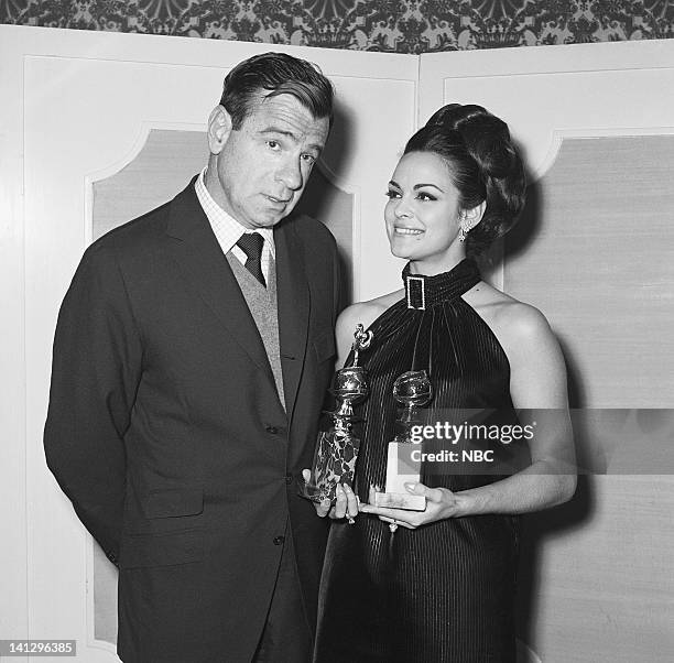 Pictured: Actor Walter Mattheu and Miss Golden Globe Corinna Tsopei at the 24th Annual Golden Globe Awards held at the Cocoanut Grove on February 15,...
