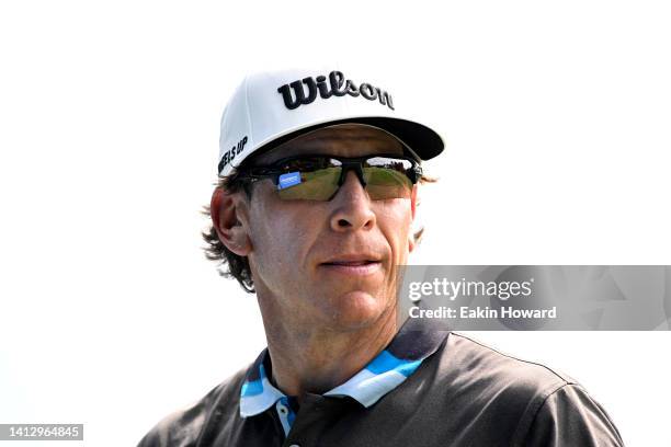 Ricky Barnes of the United States walks from the 15th tee during the first round of the Wyndham Championship at Sedgefield Country Club on August 04,...