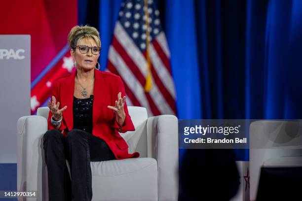 House candidate former Alaska Gov. Sarah Palin speaks at the Conservative Political Action Conference CPAC held at the Hilton Anatole on August 04,...