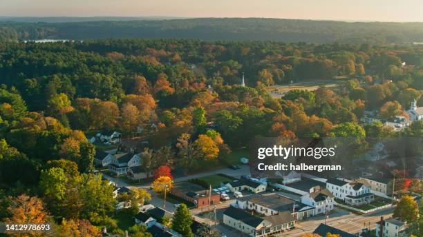 aerial view of scituate, rhode island in autumn - rhode island homes stock pictures, royalty-free photos & images