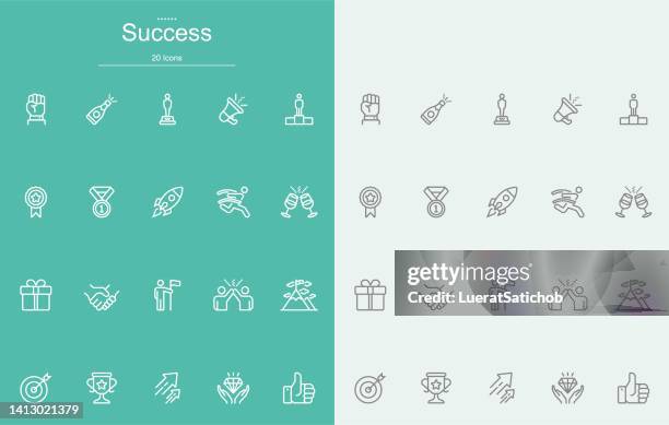 success line icons - confidence icon stock illustrations