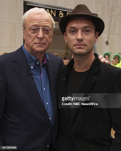 Actors Michael Caine and Jude Law live on the Plaza on NBC News' "Today" on October 3, 2007 -- Photo by: Heidi Gutman/NBC NewsWire
