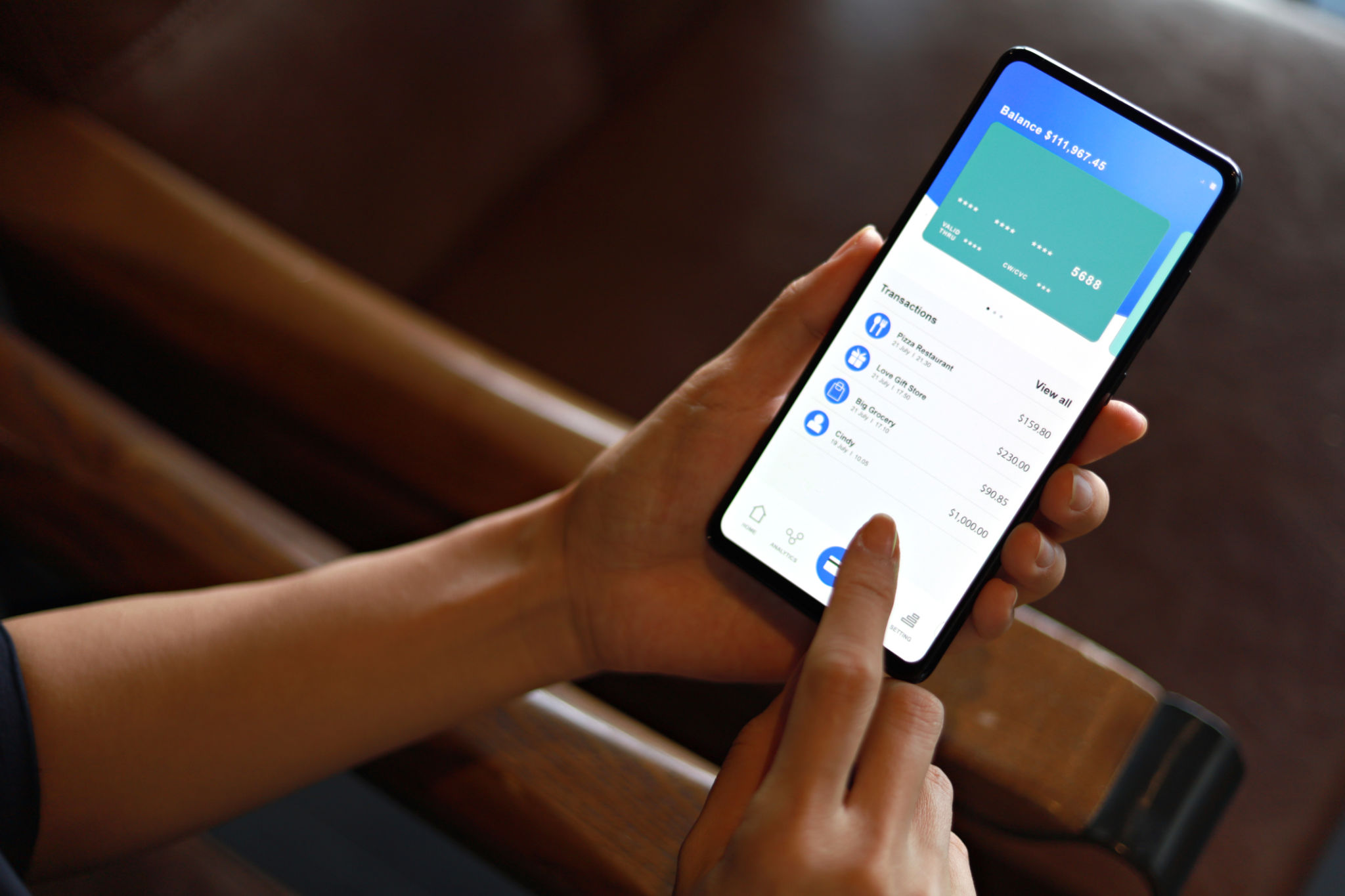 financial app interface