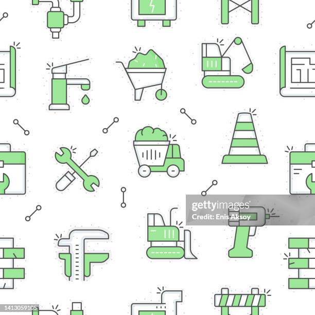 construction seamless pattern - plumber tools background stock illustrations