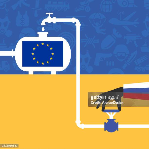 russia turn off the natural gas. gas transmission between russia and eu. oil and gas crisis. - hydrocarbon stock illustrations