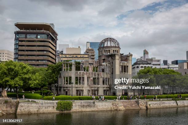 The Atomic Bomb Dome is pictured on August 05, 2022 in Hiroshima, Japan. This Saturday will mark the 77th anniversary of the atomic bombing of...