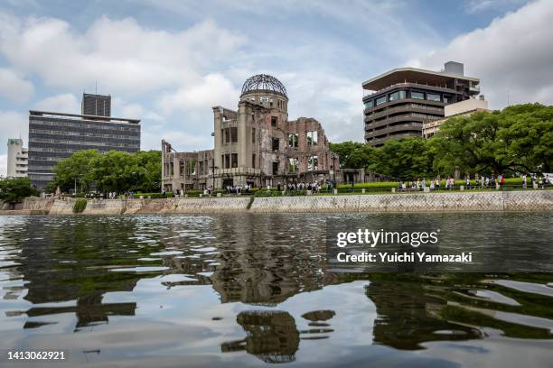 The Atomic Bomb Dome is pictured on August 05, 2022 in Hiroshima, Japan. This Saturday will mark the 77th anniversary of the atomic bombing of...