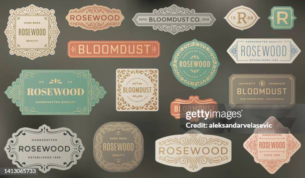 bildbanksillustrationer, clip art samt tecknat material och ikoner med labels and frames - utsmyckad
