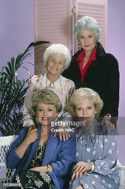 Season 2 -- Pictured: Rue McClanahan as Blanche Devereaux, Estelle Getty as Sophia Petrillo, Betty White as Rose Nylund, Bea Arthur as Dorothy...