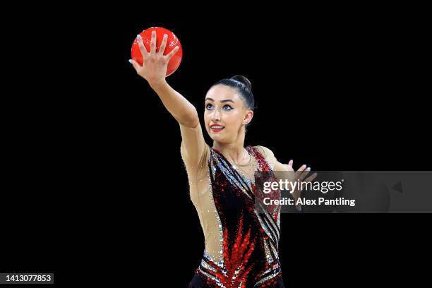 Alexandra Kiroi-Bogatyreva of Team Australia competes with ball during Individual All-Around Final on day eight of the Birmingham 2022 Commonwealth...