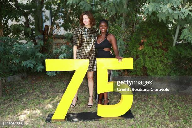 Anabela Moreira and Ulé Baldé attend the 75th Locarno Film Festival photocall on August 05, 2022 in Locarno, Switzerland.