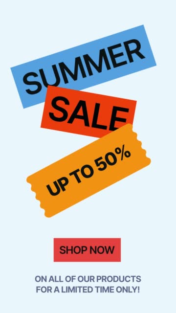 Summer sale up to 50% Reels, Story Ad, Status, Intro, Post, Cover, App Ad, Shops Cover. 50