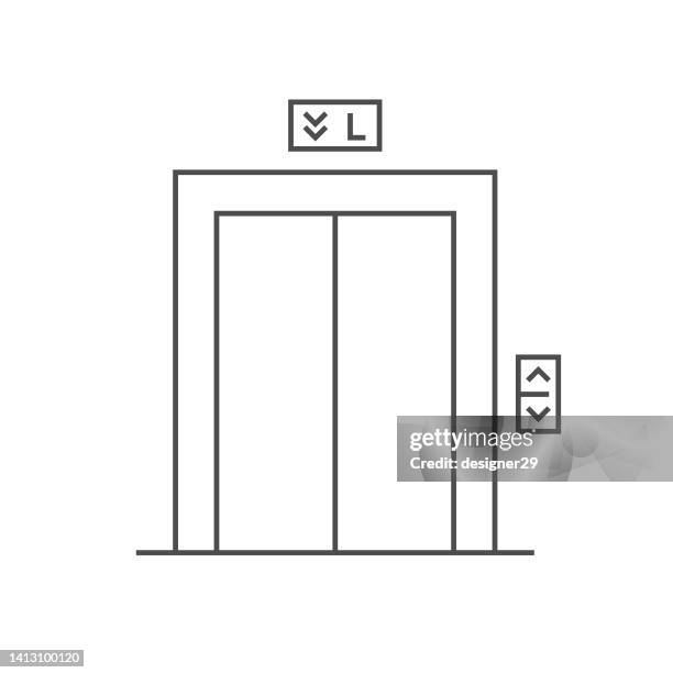 stockillustraties, clipart, cartoons en iconen met elevator line icon. - liften