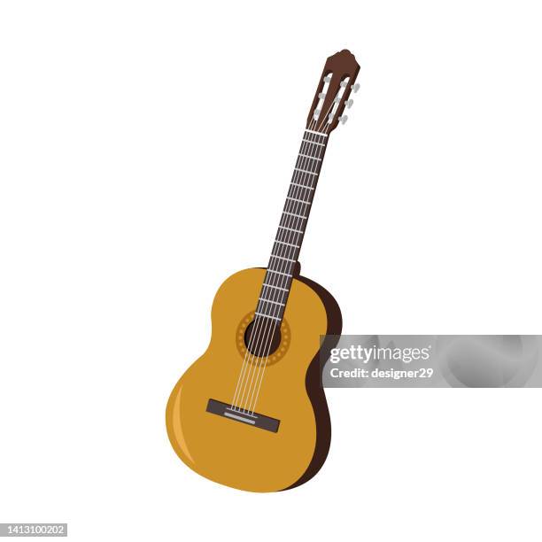 illustrazioni stock, clip art, cartoni animati e icone di tendenza di guitar icon flat design. - chitarra