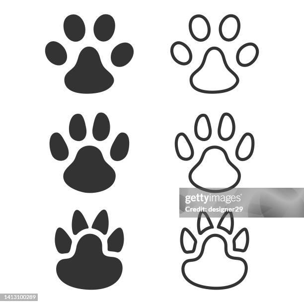 stockillustraties, clipart, cartoons en iconen met paw icon set. - bear paw print