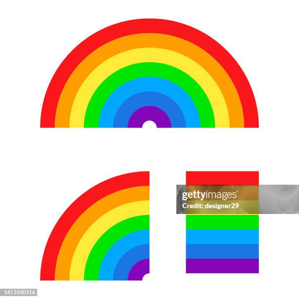 illustrazioni stock, clip art, cartoni animati e icone di tendenza di set di icone arcobaleno. - rainbow vector