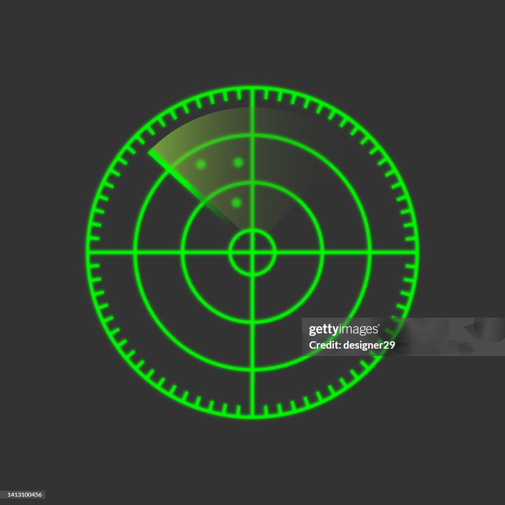 Icona dello schermo radar verde.
