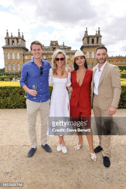 David Tollemache, Jemima Cadbury, Amy Jackson and Ed Westwick attend the Gentleman's Journal long summer lunch at Blenheim Palace on August 5, 2022...