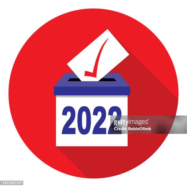 bildbanksillustrationer, clip art samt tecknat material och ikoner med red circle 2022 ballot box icon - ballot box