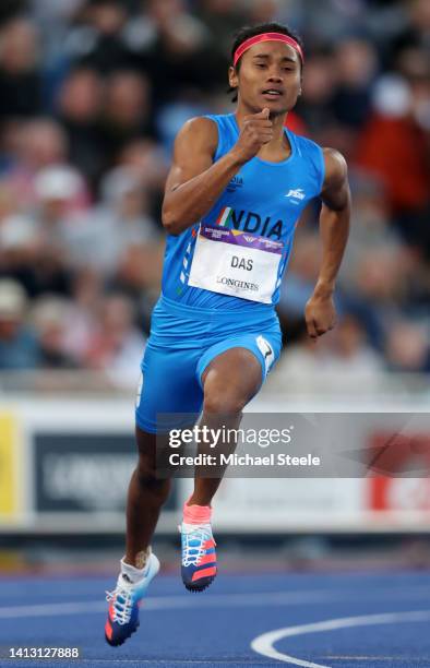 Hima Das of Team India competes during the Women's 200m Semi-Finals on day eight of the Birmingham 2022 Commonwealth Games at Alexander Stadium on...