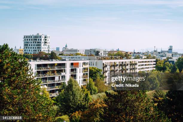 new and modern residential buildings in munich, germany - munich city stock pictures, royalty-free photos & images