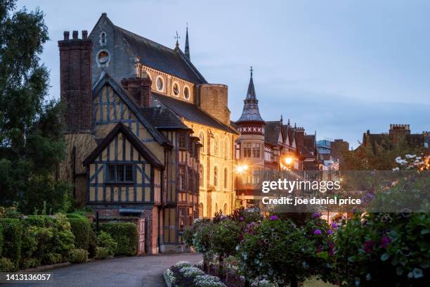 large panorama, castle street, shrewsbury, shropshire, england - shropshire stockfoto's en -beelden