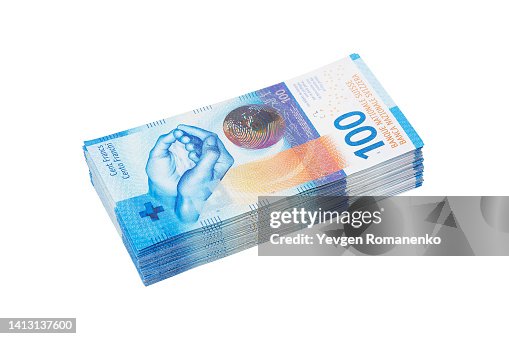 Francs Stack Stack Of 100 Swiss Francs Banknotes On White Background High-Res Stock ...