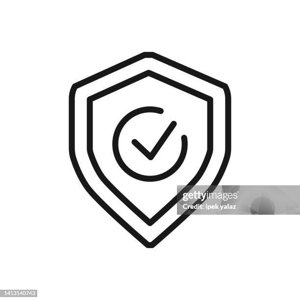e-commerce line icon with editable stroke - mall security stock illustrations