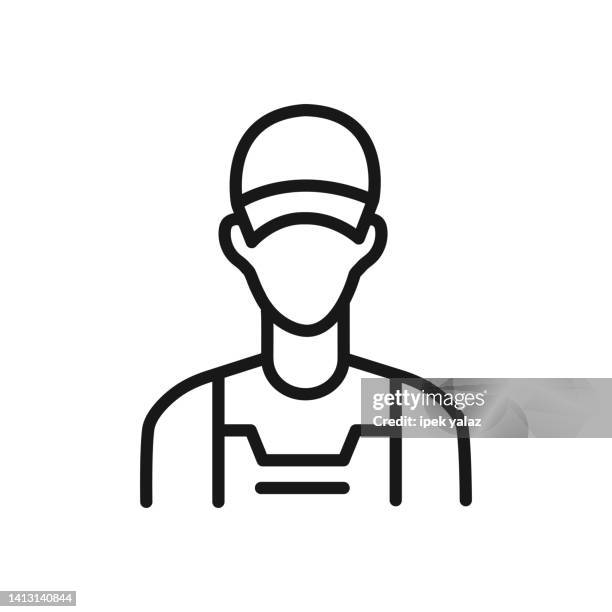 e-commerce line icon with editable stroke - mall security stock illustrations