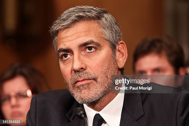 Actor George Clooney testifies at the Senate Foreign Relations Sudan and South Sudan: Independence and Insecurity hearing at the Dirksen Senate...