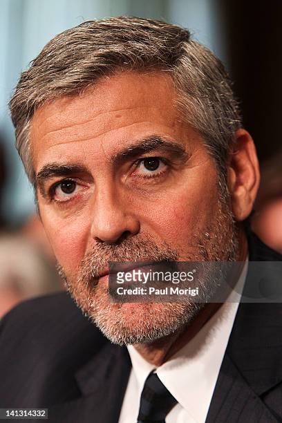 Actor George Clooney testifies at the Senate Foreign Relations Sudan and South Sudan: Independence and Insecurity hearing at the Dirksen Senate...