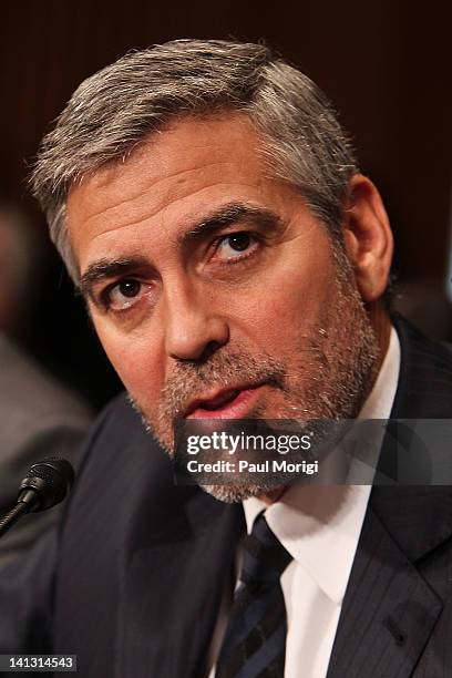 Actor George Clooney testifies at the Senate Foreign Relations Sudan and South Sudan: Independence and Insecurity hearing at the Dirksen Senate...