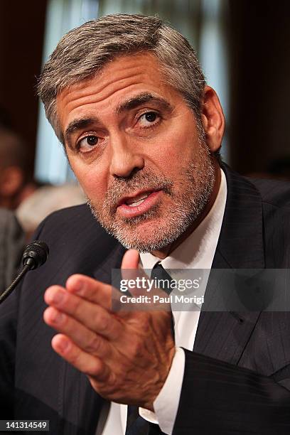 Actor George Clooney testifies at the Senate Foreign Relations Sudan and South Sudan: Independence and Insecurity hearing at the Dirksen Senate...