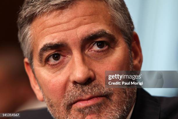 Actor George Clooney testifies at the Senate Foreign Relations Sudan and South Sudan: Independence and Insecurity hearing at the Dirksen Senate...