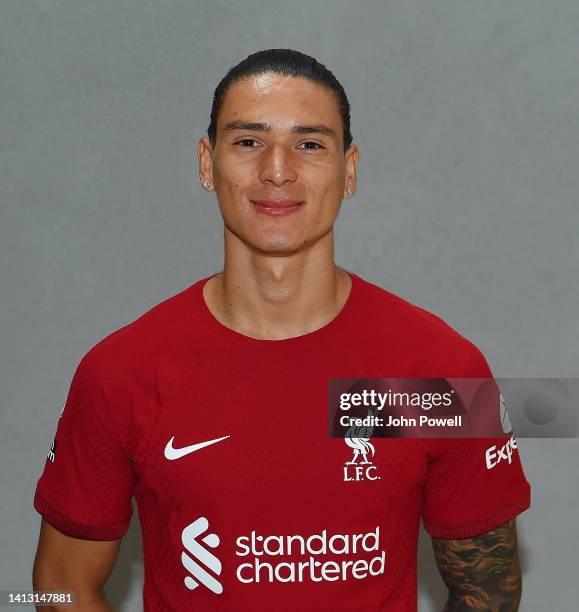 Darwin Nunez of Liverpool at AXA Training Centre on August 05, 2022 in Kirkby, England.