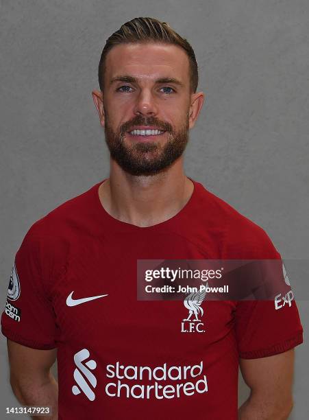 Jordan Henderson captain of Liverpool at AXA Training Centre on August 05, 2022 in Kirkby, England.