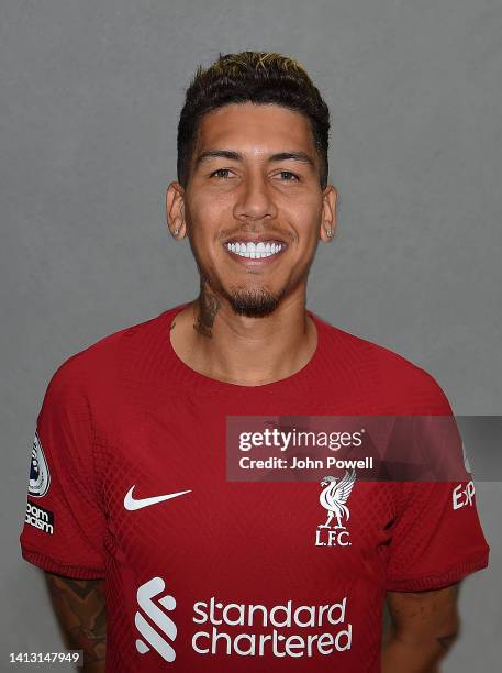 Roberto Firmino of Liverpool at AXA Training Centre on August 05, 2022 in Kirkby, England.