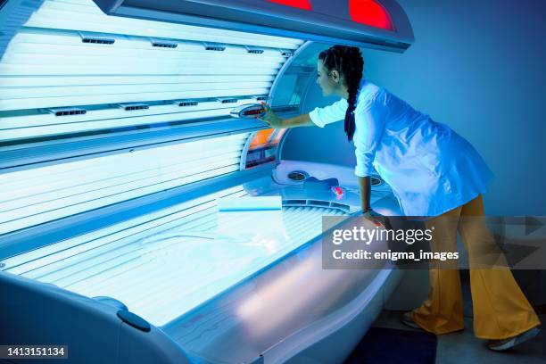 solarium is ready - tanning bed stock pictures, royalty-free photos & images